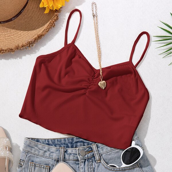 

Ruched Detail Cami Top, Burgundy