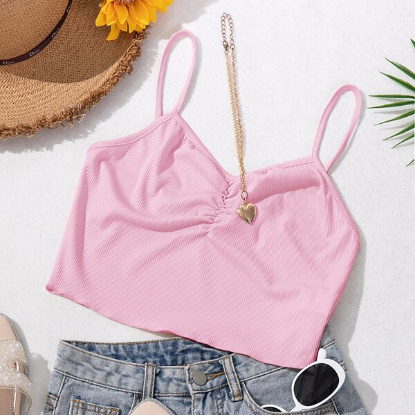

Ruched Detail Cami Top, Baby pink