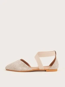 玛丽珍女款橡胶带芭蕾平底鞋 - 米色 - 查看 3