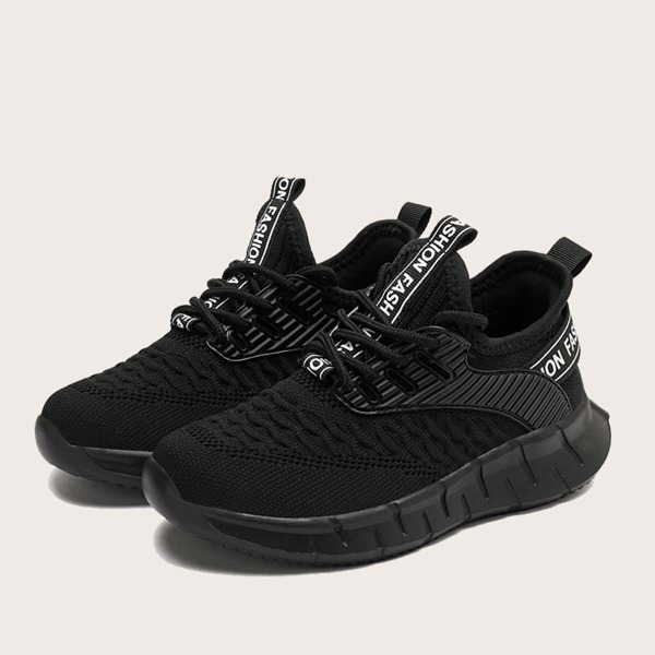 

Boys Letter Graphic Knit Sneakers, Black
