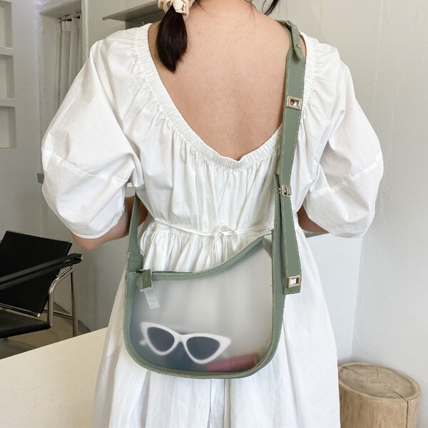 

Clear Structured Crossbody Bag, Green clear