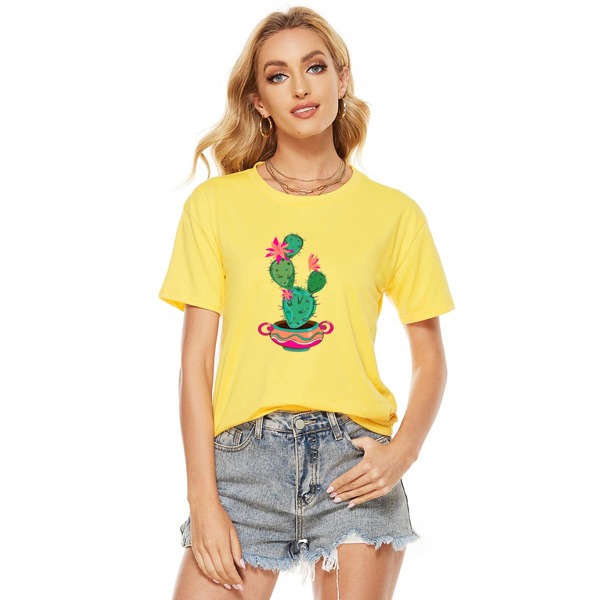 

Cactus & Floral Print Tee, Yellow