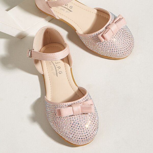 

Toddler Girls Rhinestone & Bow Decor Flats, Baby pink