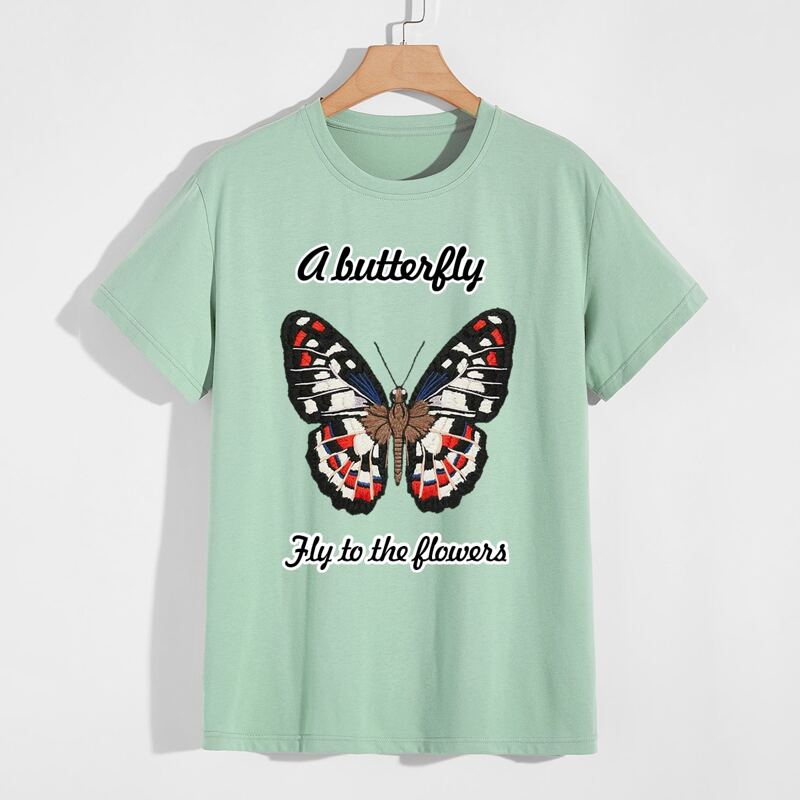

Guys Letter Butterfly Graphic Tee, Mint green