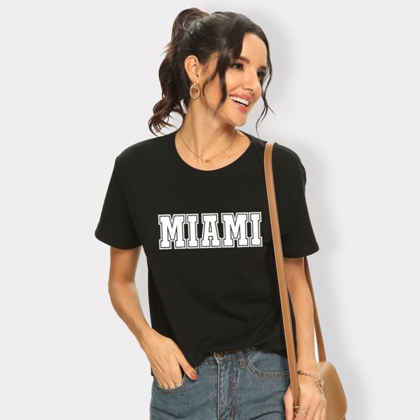 

Letter Graphic Short Sleeve Tee, Black