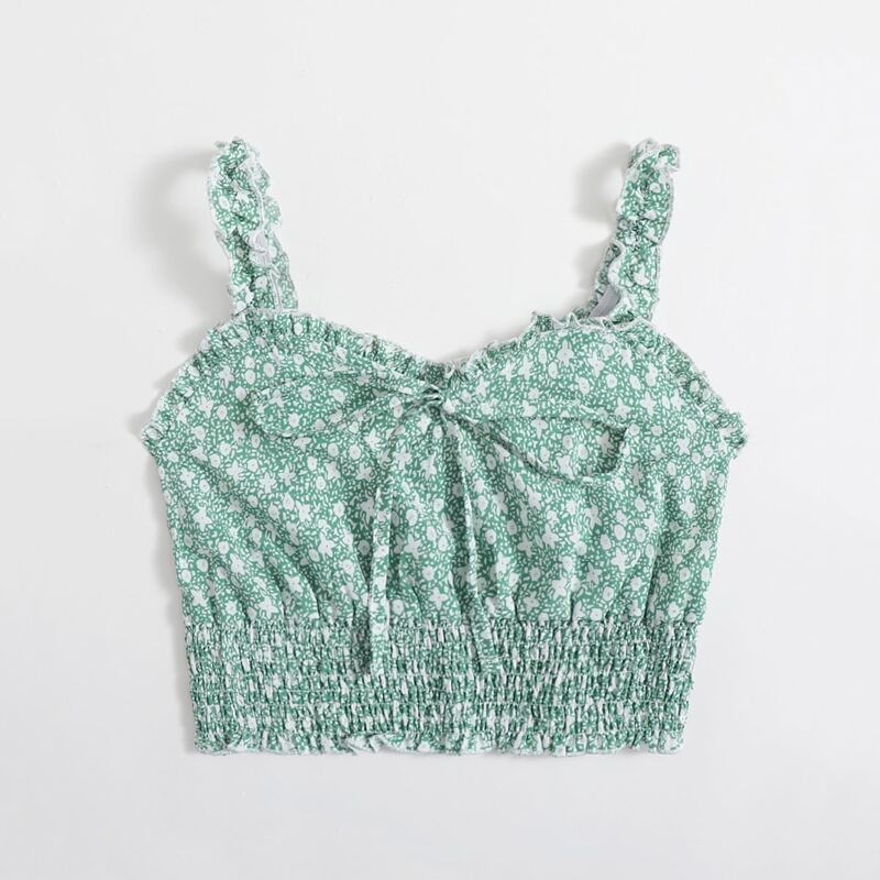

Ditsy Floral Shirred Cami, Green