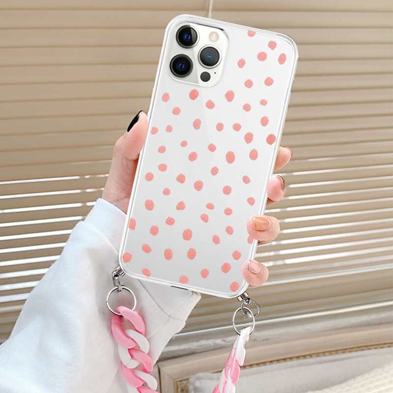 

Graphic Clear Hand Strap Phone Case, Pink