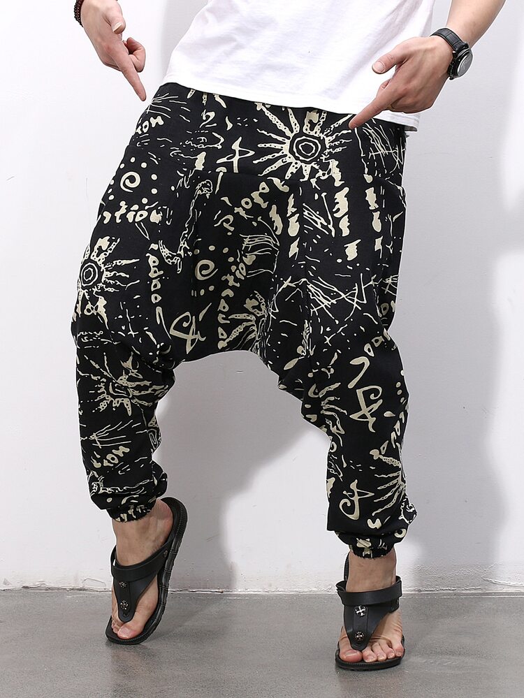 Manfinity Men Graphic Print Drop Crotch Trousers - Multicolor - View 4