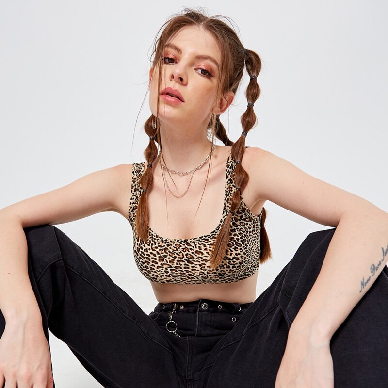 

Leopard Crop Tank Top, Multicolor