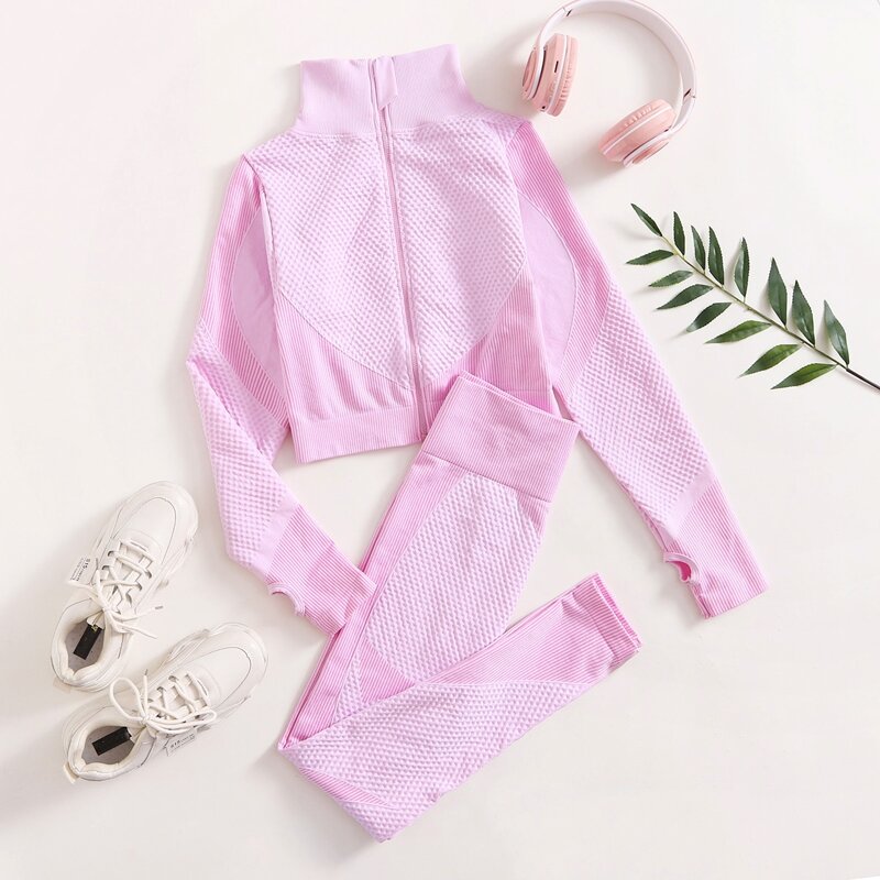 

Funnel Neck Zip Up Sports Jacket & Sports Leggings, Lilac purple