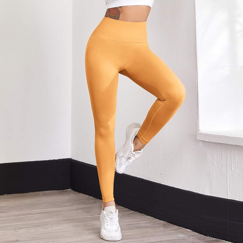 

Seamless Wide Band Waist Sports Leggings, Orange