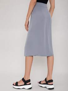 SHEIN Unity Falda con abertura recta - Gris - Ver 2