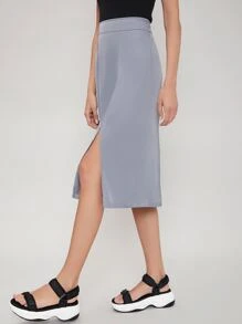 SHEIN Unity Falda con abertura recta - Gris - Ver 5