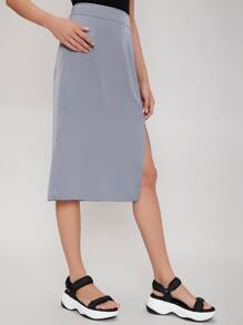 SHEIN Unity Falda con abertura recta - Gris - Ver 8