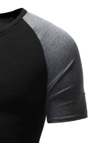 Manfinity Homme Men Contrast Panel Half Button Baseball Tee - Black - View 4