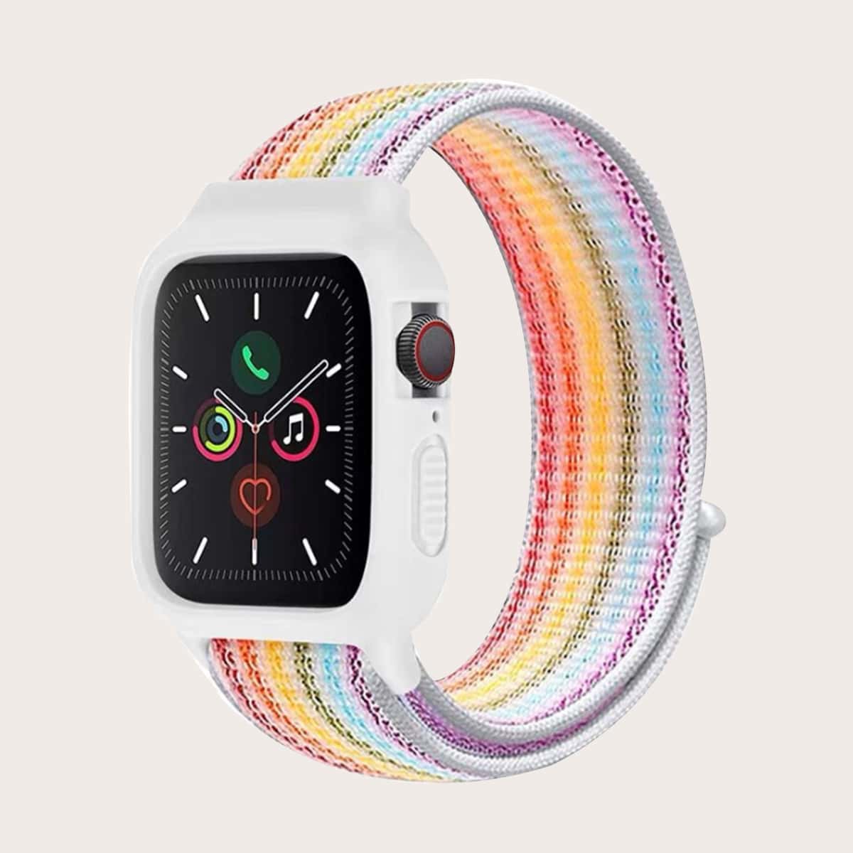 

2 In 1 Nylon Watchband & Case For iWatch, Multicolor