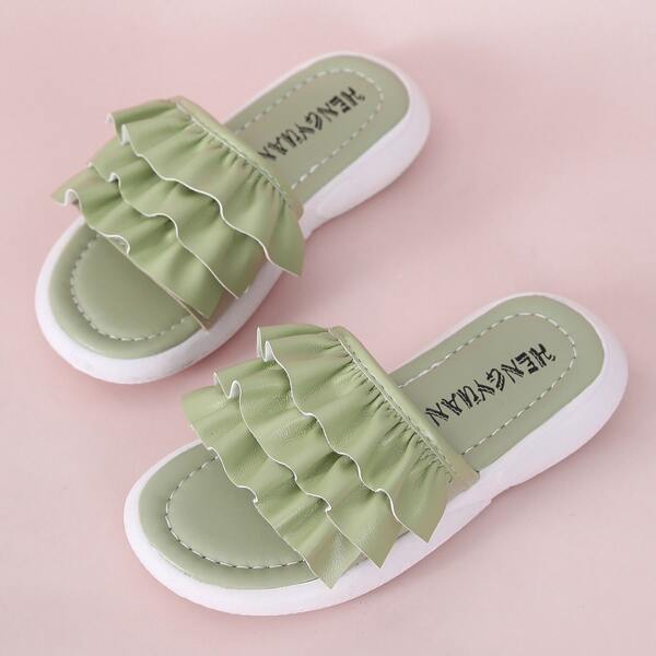 

Girls Ruffle Design Slides, Green