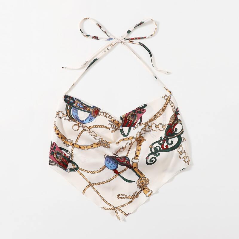 

Chain Print Halter Top, Multicolor