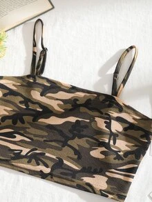 Camo Print Cami Top & Track Shorts Set - Multicolor - View 4