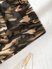 Camo Print Cami Top & Track Shorts Set - Multicolor - View 5