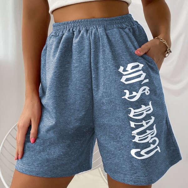 

Letter Graphic Track Shorts, Navy blue