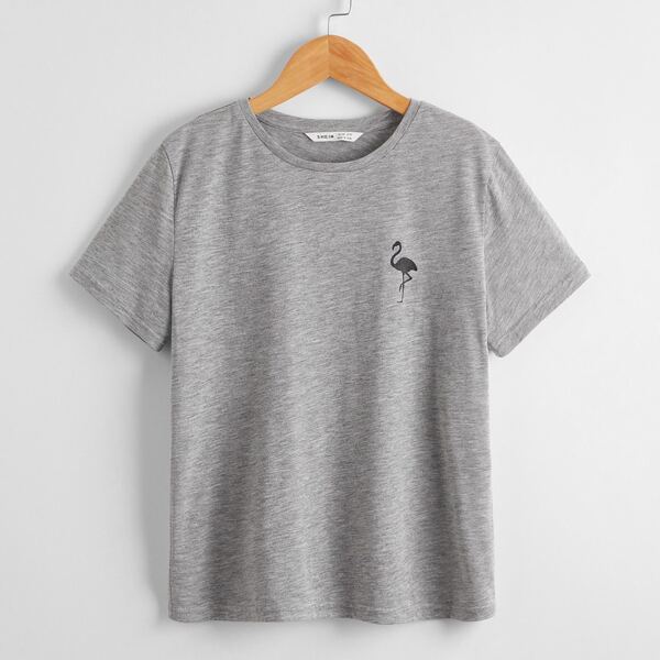 

Boys Flamingo Print Tee, Grey