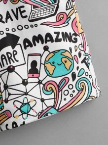 SHEIN 男孩字母和卡通圖案短褲