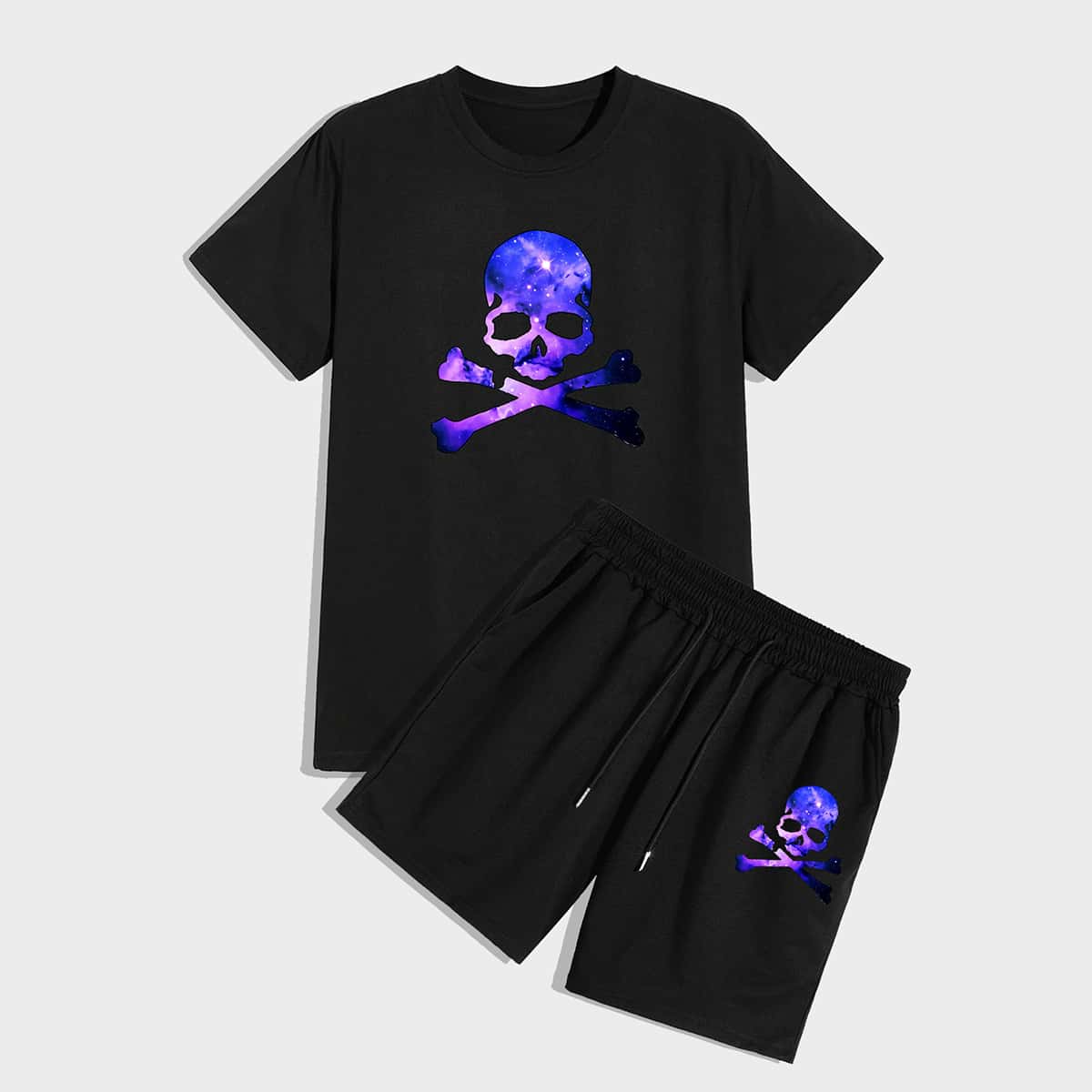 

Guys Skull Graphic Tee & Shorts, Black