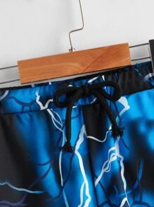 SHEIN Boys Drawstring Waist Lightning Print Shorts - Multicolor - View 4