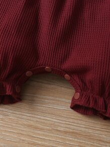 Baby Girl Bow Front Romper & Headband - Burgundy - View 6