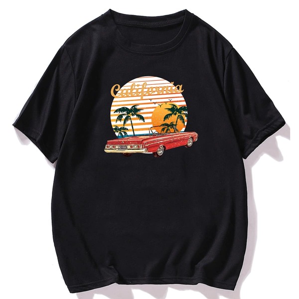 

Men Palm Tree & Letter Graphic Tee, Black