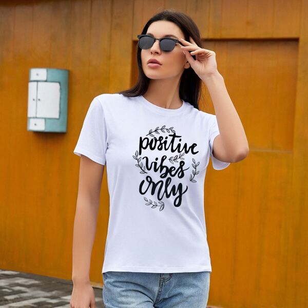 

Plants And Slogan Graphic Tee, White