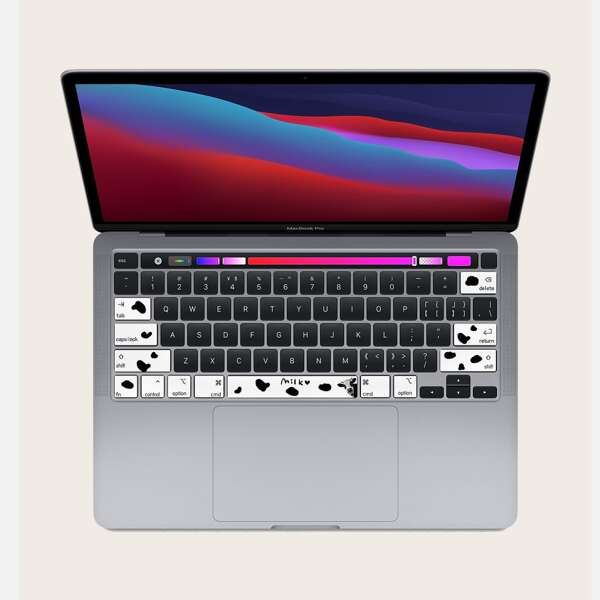 

1sheet Cow Pattern Keyboard Sticker For MacBook 13.3 Inch, Multicolor
