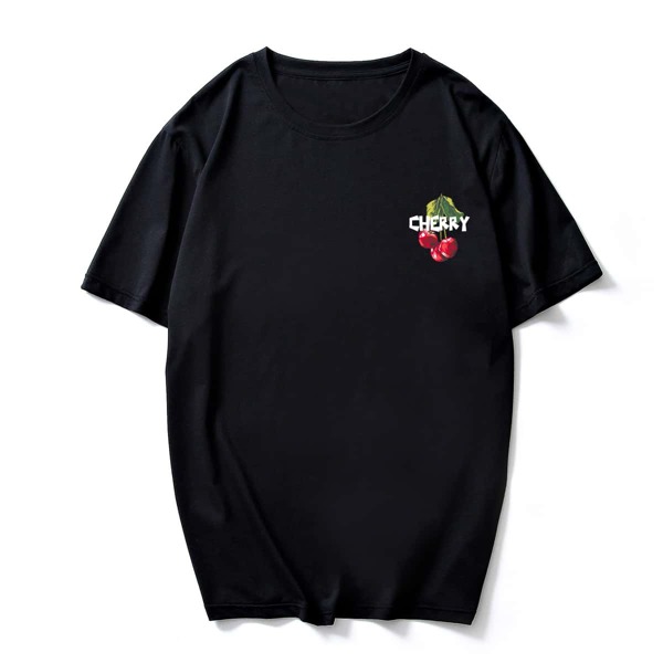 

Men Cherry And Letter Graphic Tee, Black