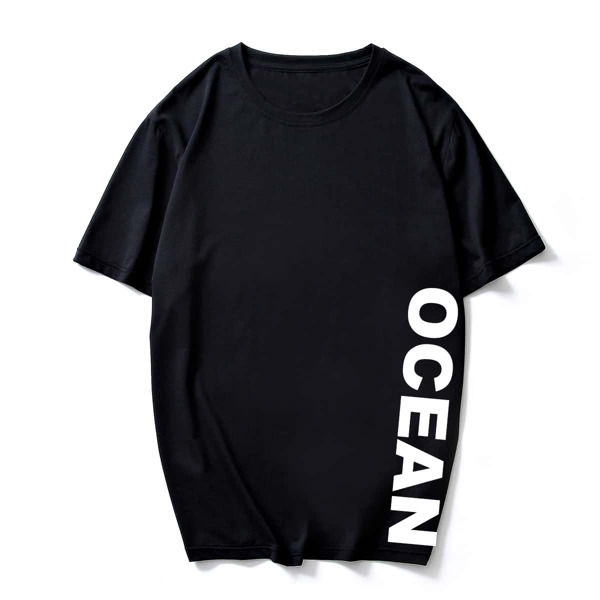 

Men Sea And Letter Graphic Tee, Black