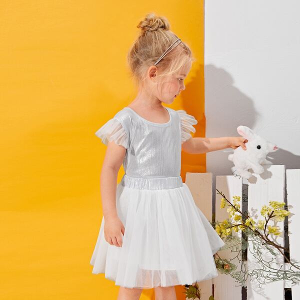 

Toddler Girls Metallic Blouse & Mesh Skirt, Multicolor