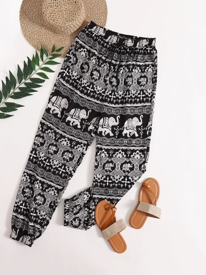 Pantalon avec imprimé éléphant