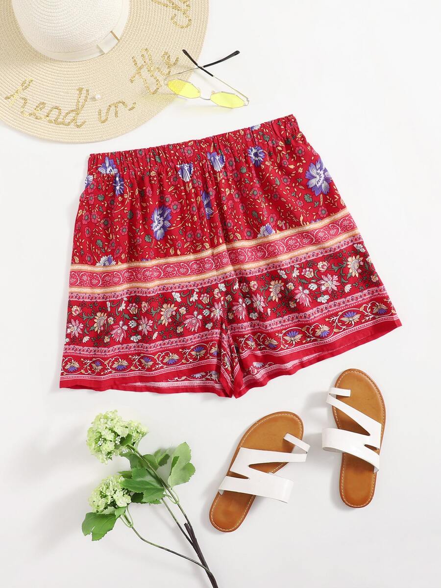 Shorts Tallas Grandes Tribal Bohemio - Rojo - Ver 1