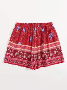 Shorts Tallas Grandes Tribal Bohemio - Rojo - Ver 2