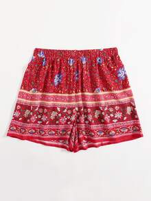 Shorts Tallas Grandes Tribal Bohemio - Rojo - Ver 5