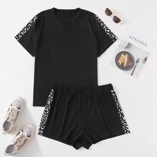 

Plus Side Panel Tee & Shorts, Black