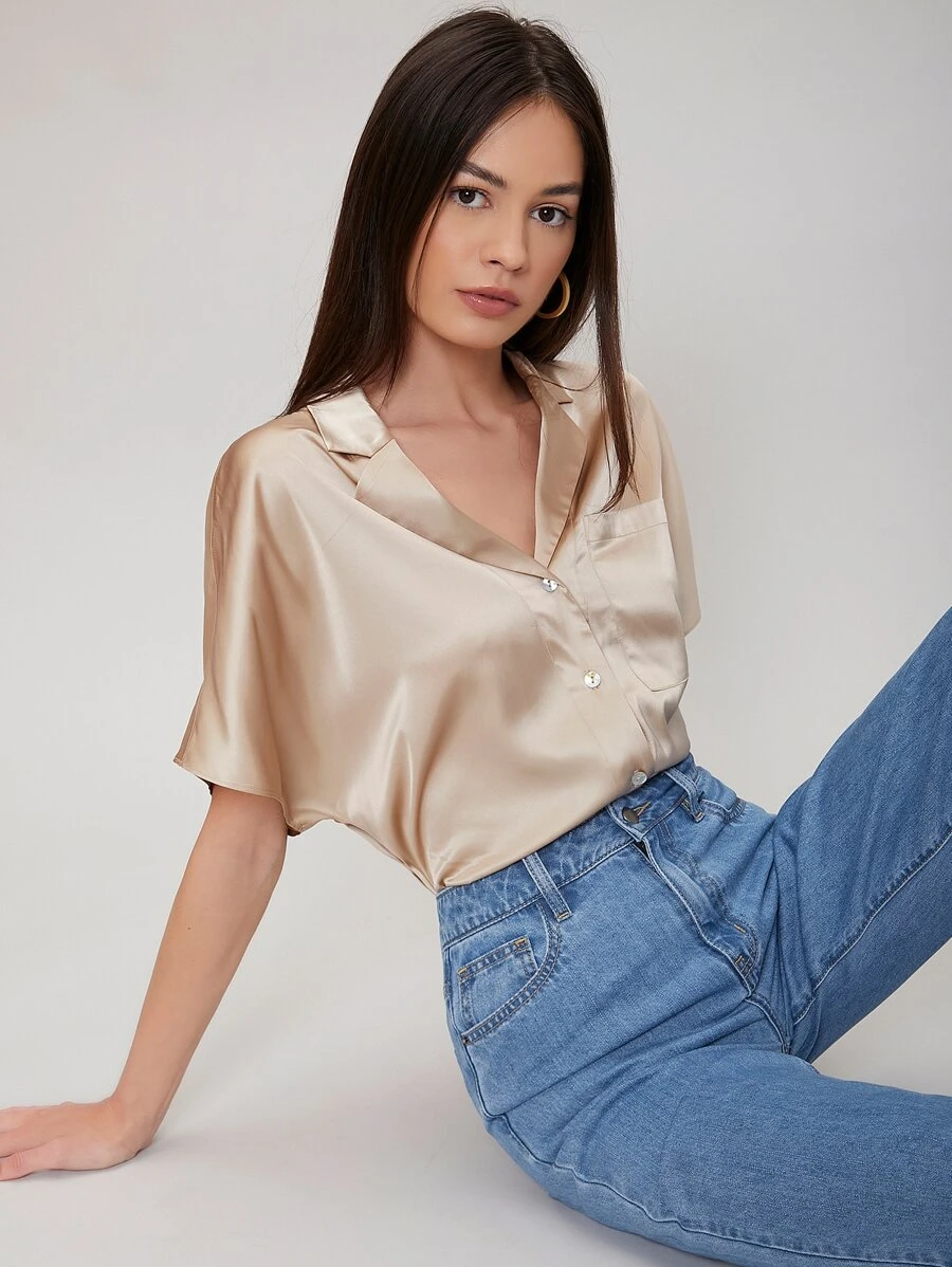 MOTF PREMIUM 寬鬆蝙蝠袖襯衫 - 杏色 - 查看 1