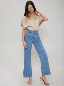 MOTF PREMIUM 寬鬆蝙蝠袖襯衫 - 杏色 - 查看 5