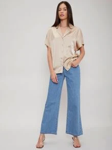 MOTF PREMIUM 寬鬆蝙蝠袖襯衫 - 杏色 - 查看 8