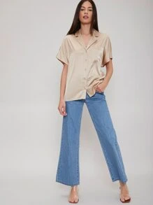 MOTF PREMIUM 寬鬆蝙蝠袖襯衫 - 杏色 - 查看 9