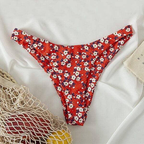 

Allover Floral Pattern Bikini Panty, Red