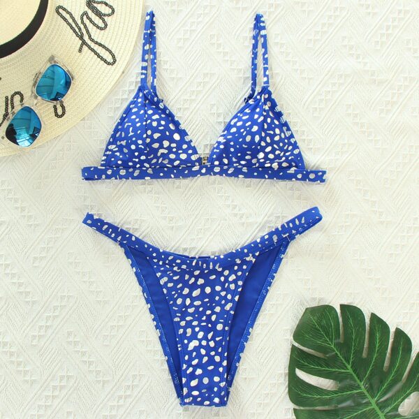

Dalmatian Micro Triangle Thong Bikini Swimsuit, Royal blue
