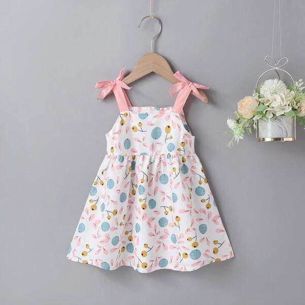 

Baby Girl Allover Print Knot Shoulder Dress, Multicolor