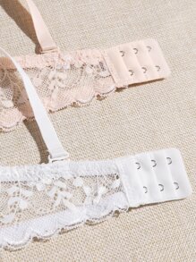 2 Packs Floral Lace Underwire Bra Set Lingerie - Multicolor - View 3