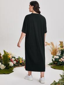 SHEIN Vestidos Tallas Grandes estampado de cadena Casual - Multicolor - Ver 2